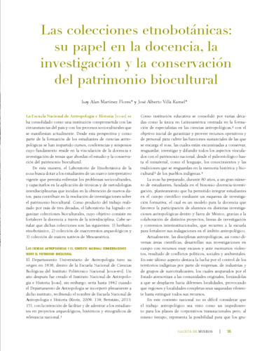 Las colecciones etnobotánicas: su papel en la docencia, la investigación y la conservación del patrimonio biocultural