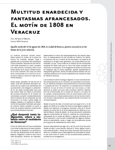 Multitud enardecida y fantasmas afrancesados. El motín de 1808 en Veracruz