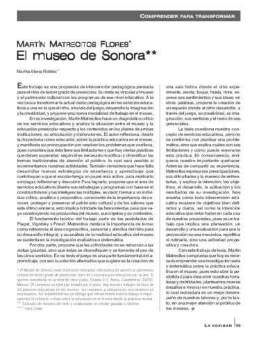 Comprender para transformar. Martín Matrecitos Flores. El Museo de Sonora