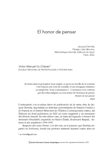 El honor de pensar