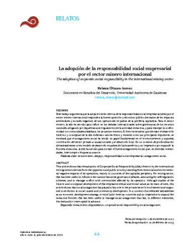 La adopción de la responsabilidad social empresarial por el sector minero internacional