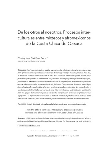 De los otros al nosotros. Procesos interculturales entre mixtecos y afromexicanos de la Costa Chica de Oaxaca