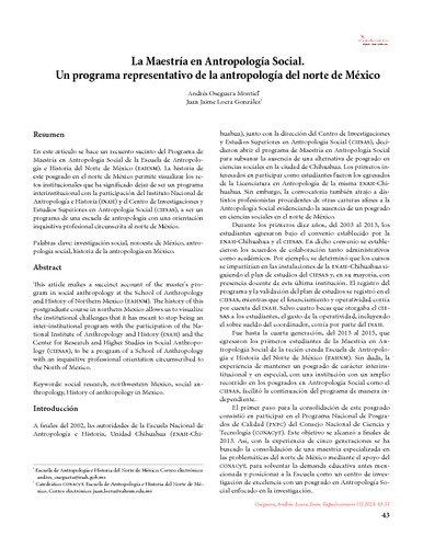 La Maestría en Antropología Social. Un programa representativo de la antropología del norte de México