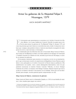 Armar los galeones de su Majestad Felipe II. Nicaragua, 1579.