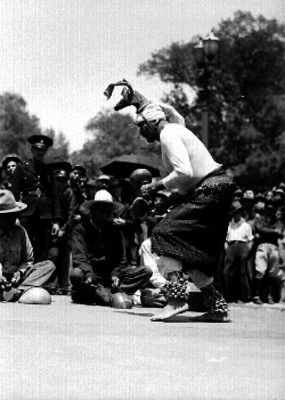 Bailarín yaqui interpretando la danza del venado