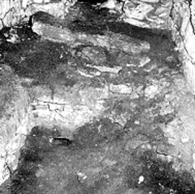 Detalle del piso durante las excavaciones de Alberto Ruz