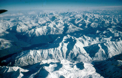 Vista aerea de los Alpes italianos
