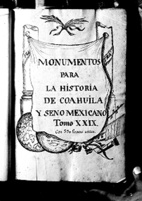 Monumentos para la historia de Coahuila y seno Mexicano, portada de libro