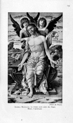Detalle de la pintura de Andrea Mantegna, "Le Chris mort entre des Anges", reprografía