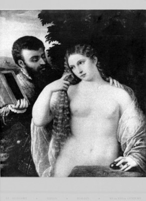Detalle del óleo Alegoría, reprografía