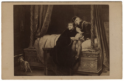 Pintura de una pareja sobre una recamara, reprografía