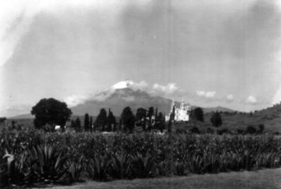 Popocatépetl visto desde Cholula, paisaje