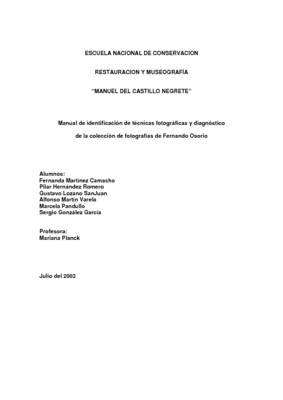 Manual de identificación de técnicas fotográficas y diagnóstico de la colección de fotografías de Fernando Osorio