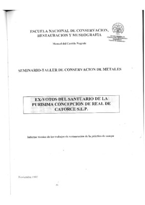 Fichas de registro de la colección de exvotos del Santuario de la Purísima Concepción Real de Catorce, San Luis Potosí