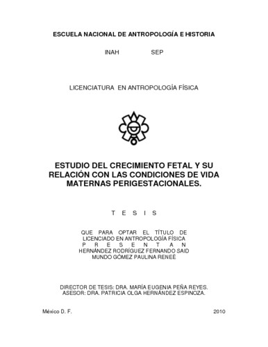 Estudio del crecimiento fetal y su relación con las condiciones de vida maternas perigestacionales