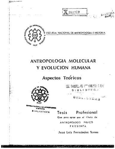 Antropología molecular y evolución humana: aspectos teóricos