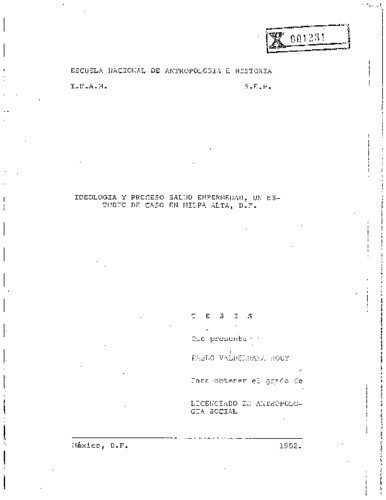 Ideología y proceso salud y enfermedad : un estudio de caso en Milpa Alta, D. F