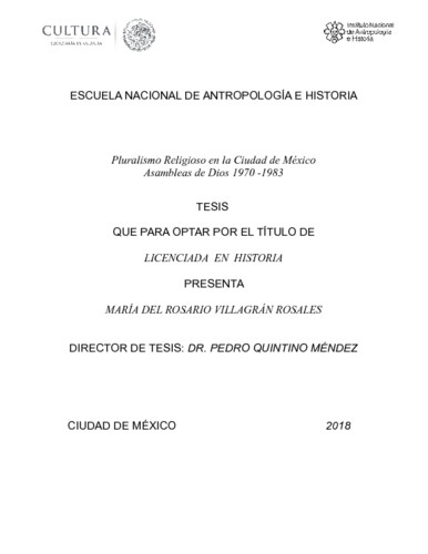 Pluralismo religioso en la Ciudad de México :  asamblea de Dios 1970-1983