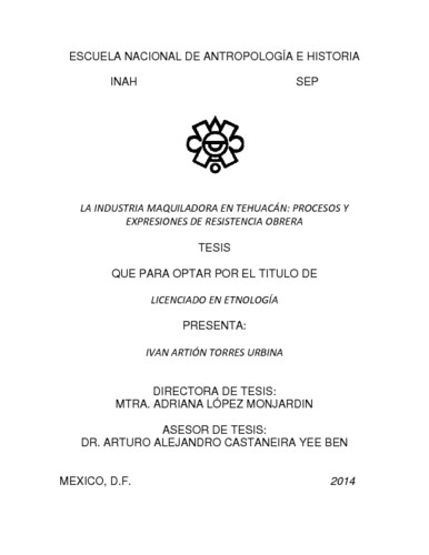 La industria maquiladora en Tehuacán : procesos y expresiones de resistencia obrera