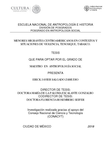 Menores migrantes centroamericanos en contextos y situaciones de violencia, Tenosique, Tabasco