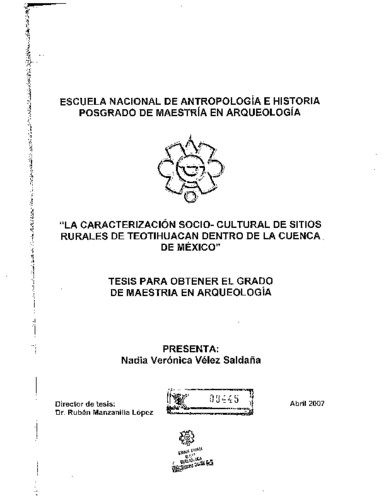 La caracterización socio-cultural de sitios rurales de Teotihuacan dentro de la cuenca de México