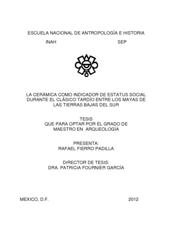 La cerámica como indicador de estatus social durante el clásico tardío entre los mayas de las tierras bajas del sur