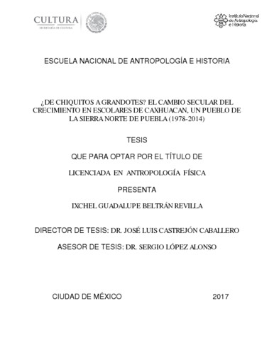 ¿De chiquitos a grandotes? El cambio secular del crecimiento en escolares de Caxhuacan