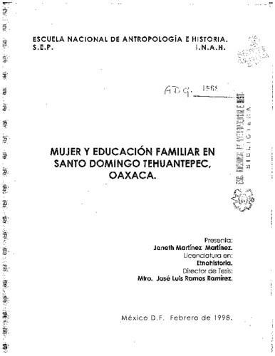 Mujer y educación familiar en Santo Domingo Tehuantepec, Oaxaca