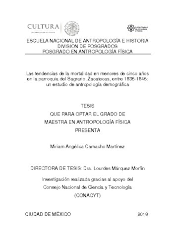 Las tendencias de la mortalidad en menores de cinco años en la parroquia del sagrario, Zacatecas, entre 1835-1845