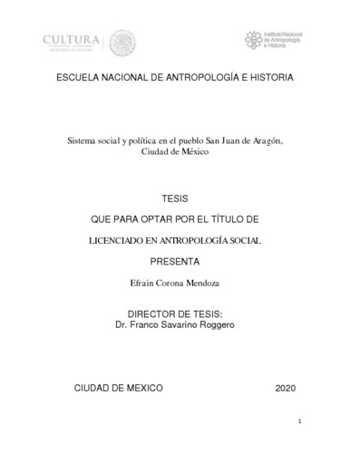 Sistema social y política en el pueblo San Juan de Aragón, Ciudad de México