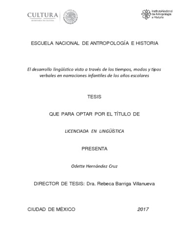 El desarrollo lingüístico visto a través de los tiempos, modos y tipos verbales en narraciones infantiles de los años escolares