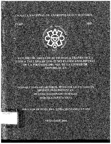 Estudio de áreas de actividad a través de la lítica tallada de los túneles ubicados detrás de la pirámide del sol de la ciudad de Teotihuacan