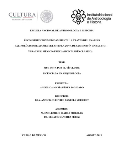 Reconstrucción mediombiental a través del análisis palinológico de adobes del sitio La Joya de San Martín Garabato, Veracruz, México (Preclásico Tardío-clásico)