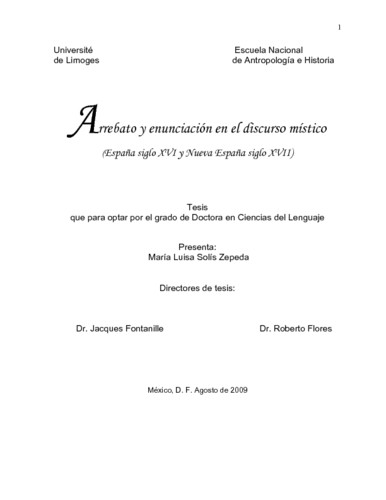 Arrebato y enunciación en el discurso místico (España siglo XVI y Nueva España siglo XVII)