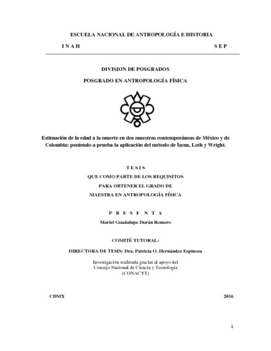 Estimación de la edad a la muerte en dos muestras contemporáneas de Mëxico y de Colombbia