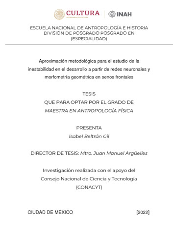 Aproximación metodológica para el estudio de la inestabilidad en el desarrollo a partir de redes neuronales y morfometría geométrica en senos frontales