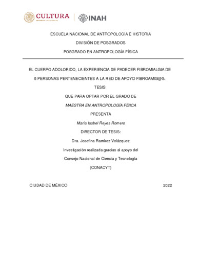 El cuerpo adolorido, la experiencia de padecer fibromialgia de 5 personas pertenencientes a la red de apoyo fibroamig@s