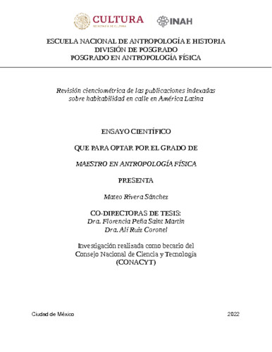 Revisión cienciométrica de las publicaciones indexadas sobre habitabilidad en calle en América Latina