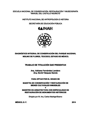 Diagnóstico Integral de Conservación del Parque Nacional Molino de Flores, Texcoco, Estado de México