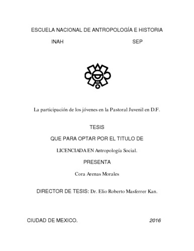 La participación de los jóvenes en la pastoral juvenil en el D.F.