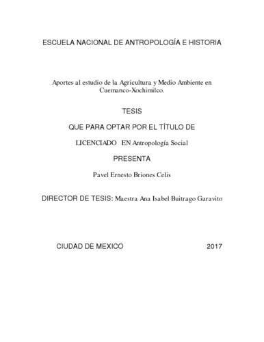 Aportes al estudio de la agricultura y medio ambiente en Cuemanco-Xochimilco