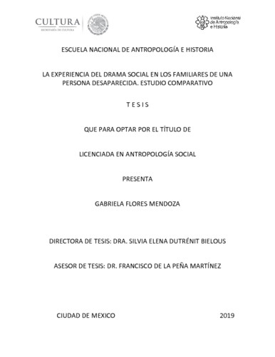 La experiencia del drama social en los familiares de una persona desaparecida