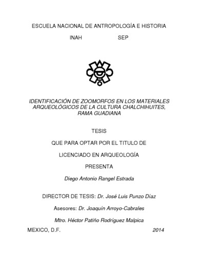 Identificación de zoomorfos en los materiales de la cultura chalchihuites, rama guadiana