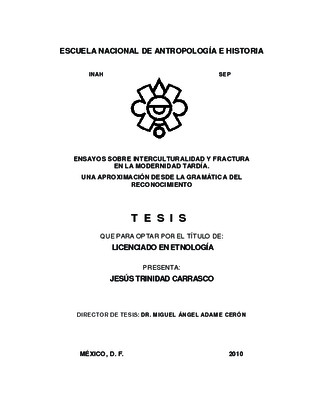 Ensayos sobre interculturalidad y fractura en la modernidad tardía