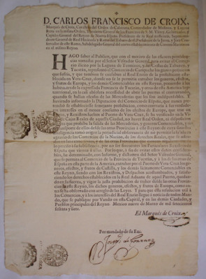 Diversos mandatos del virrey Carlos Francisco de Croix