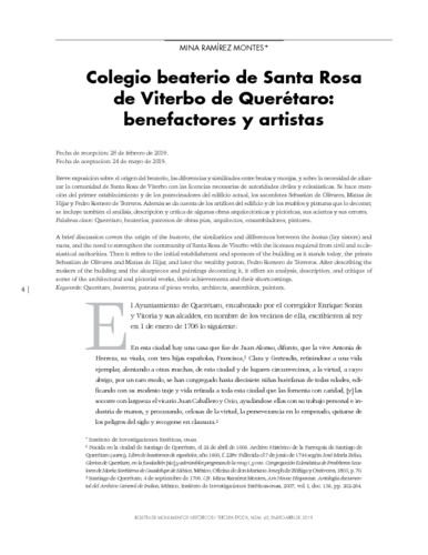 Colegio beaterio de Santa Rosa de Viterbo de Querétaro: benefactores y artistas