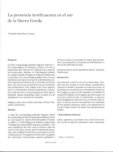 La presencia teotihuacana en el sur de la Sierra Gorda