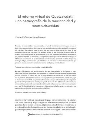 El retorno virtual de Quetzalcóatl: una netnografía de la mexicanidad y neomexicanidad