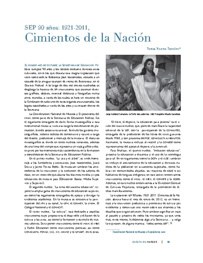 SEP 90 años: 1921-2011, Cimientos de la Nación