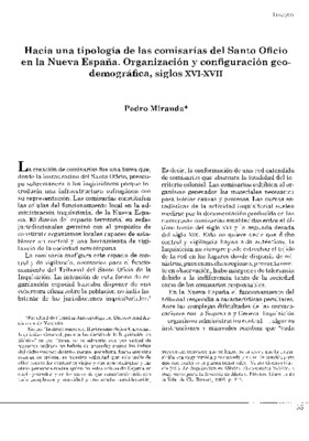 Hacia una tipología de las comisarías del Santo Oficio en la Nueva España. Organización y configuración geodemográfica, siglos XVI-XVII